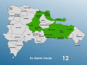 COE mantiene 12 provincias en alerta verde por vaguada