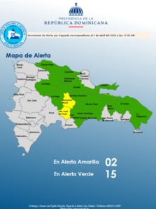 Vaguada mantiene 17 provincias en alerta; San José de Ocoa y Monseñor Nouel en amarillo