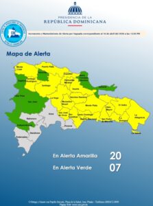 COE eleva a 20 las provincias en alerta por vaguada