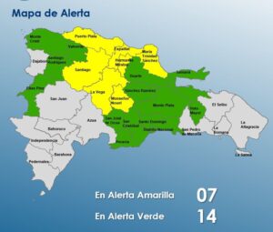 COE mantiene 7 provincias en alerta amarilla y 14 en verde por lluvias