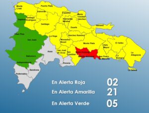 COE eleva niveles de alerta por vaguada: 2 provincias en rojo y 21 en amarillo