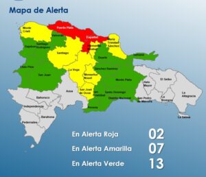 COE pone en alerta roja a Puerto Plata y Espaillat por vaguada