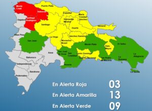 COE eleva niveles de alerta por vaguada; 3 provincias en roja y 13 en amarilla