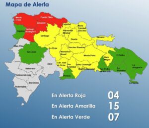 COE eleva a 15 las provincias en alerta amarilla y mantiene varias en roja