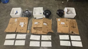 DNCD incauta 12 láminas de presunta cocaína en cajas de cartón en el AILA