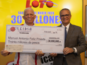 Leidsa entrega 30 millones al ganador 499 en el Loto