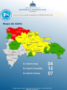 COE eleva a 15 las provincias en alerta amarilla y mantiene varias en roja