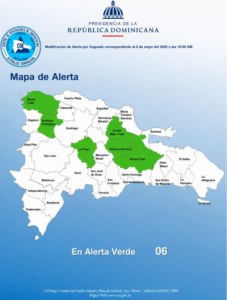 COE mantiene 6 provincias en alerta verde tras vaguada