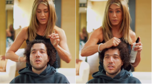 Jennifer Aniston muestra sus dotes de estilista con Benny Blanco.